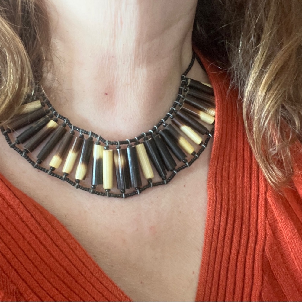 Vintage Porcupine Quill Necklace handmade OOAK